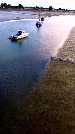 Harbour at low tide from the air